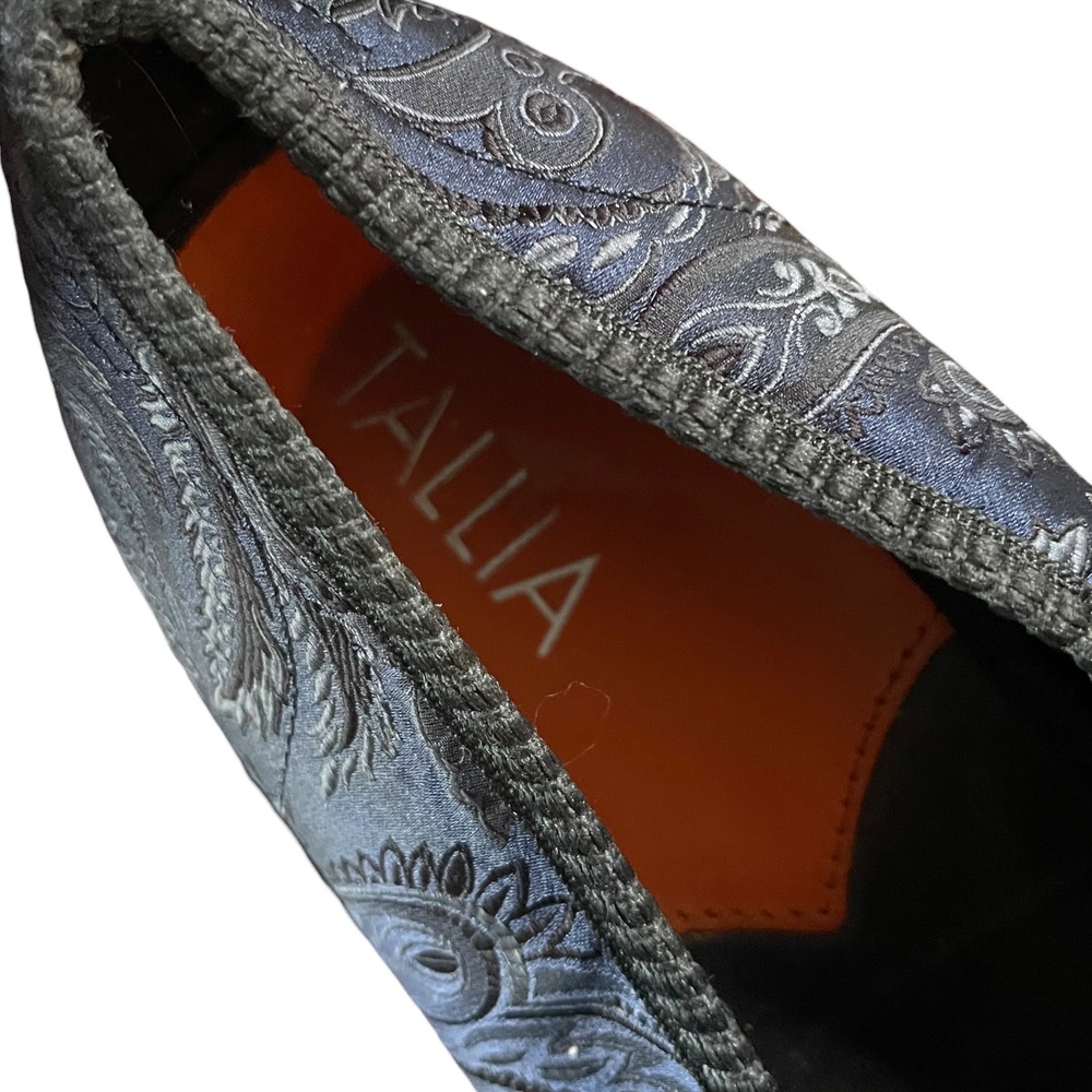 Tallia Enrico Mens 9M Navy Blue Jacquard Paisley Smoking Slipper Loafers - Picture 2 of 9
